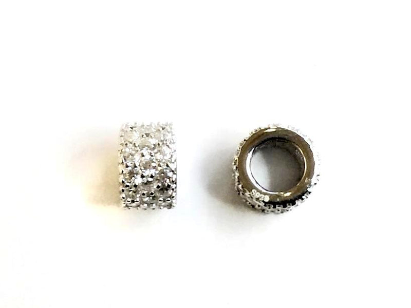 珠, 純銀隔珠, 鋯石, 5x7.8mm 管珠