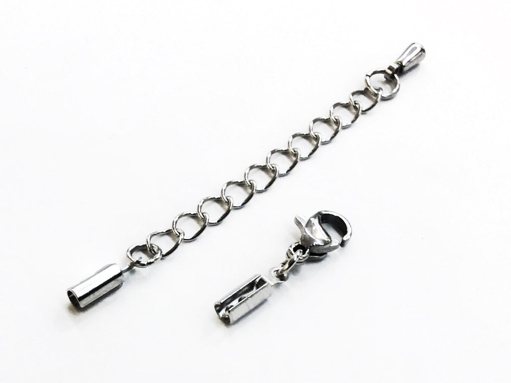 Clasp Set, Cord End, 1.5mm/2mm Cord, 2 Sets| 繩尾扣, 不鏽鋼, 1.5mm/2mm繩用, 2套
