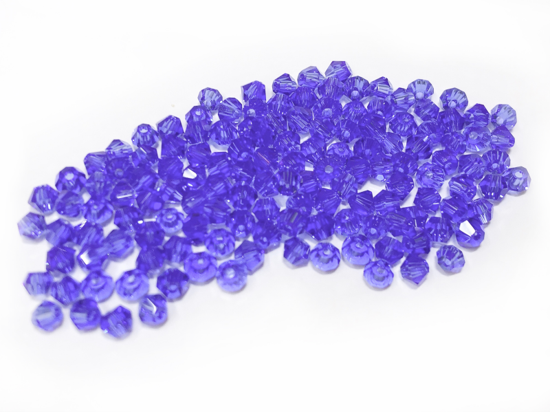 雙尖水晶玻璃, 3mm, 中藍, 144粒
