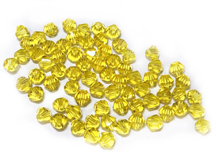 Bicone Glass Bead, 6mm,  yellow, 72 Pcs | 雙尖水晶玻璃, 6mm, 橘黃, 72粒