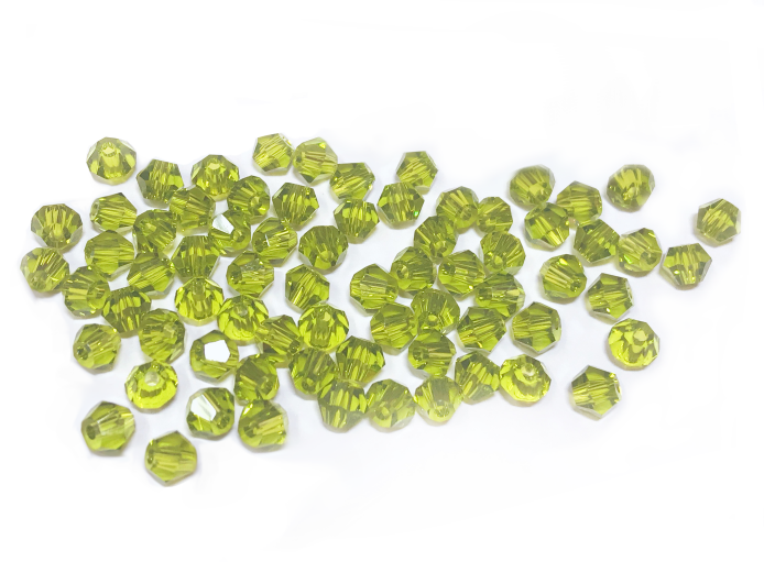 Bicone Glass Bead, 5mm, YellowGreen, 72 Pcs | 雙尖水晶玻璃, 5mm,  橄欖綠, 72粒