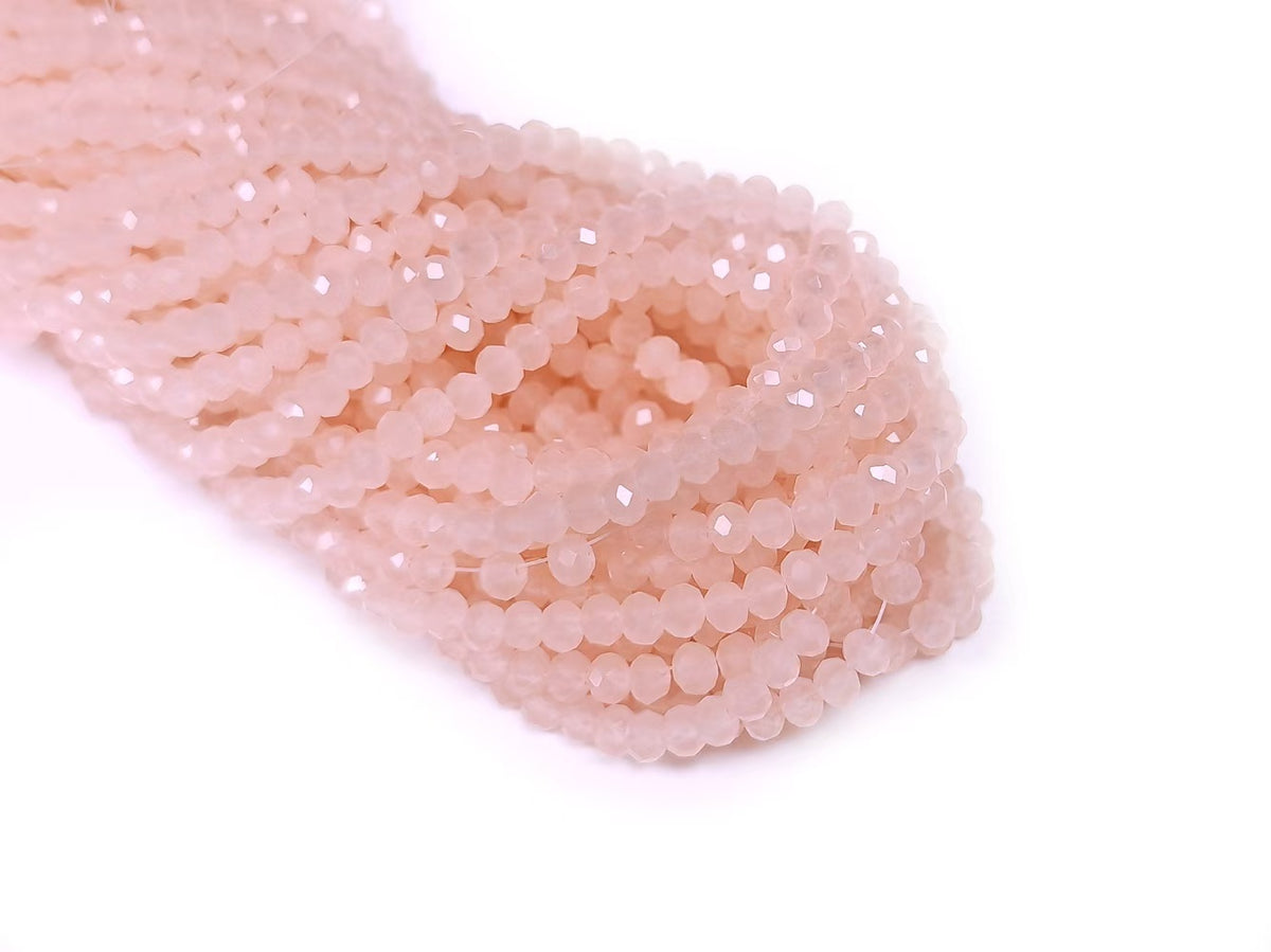 玻璃珠, 3x4mm, 切面扁珠, 果凍水紅色, 110粒