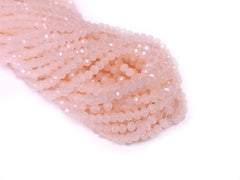 玻璃珠, 3x4mm, 切面扁珠, 果凍水紅色, 110粒