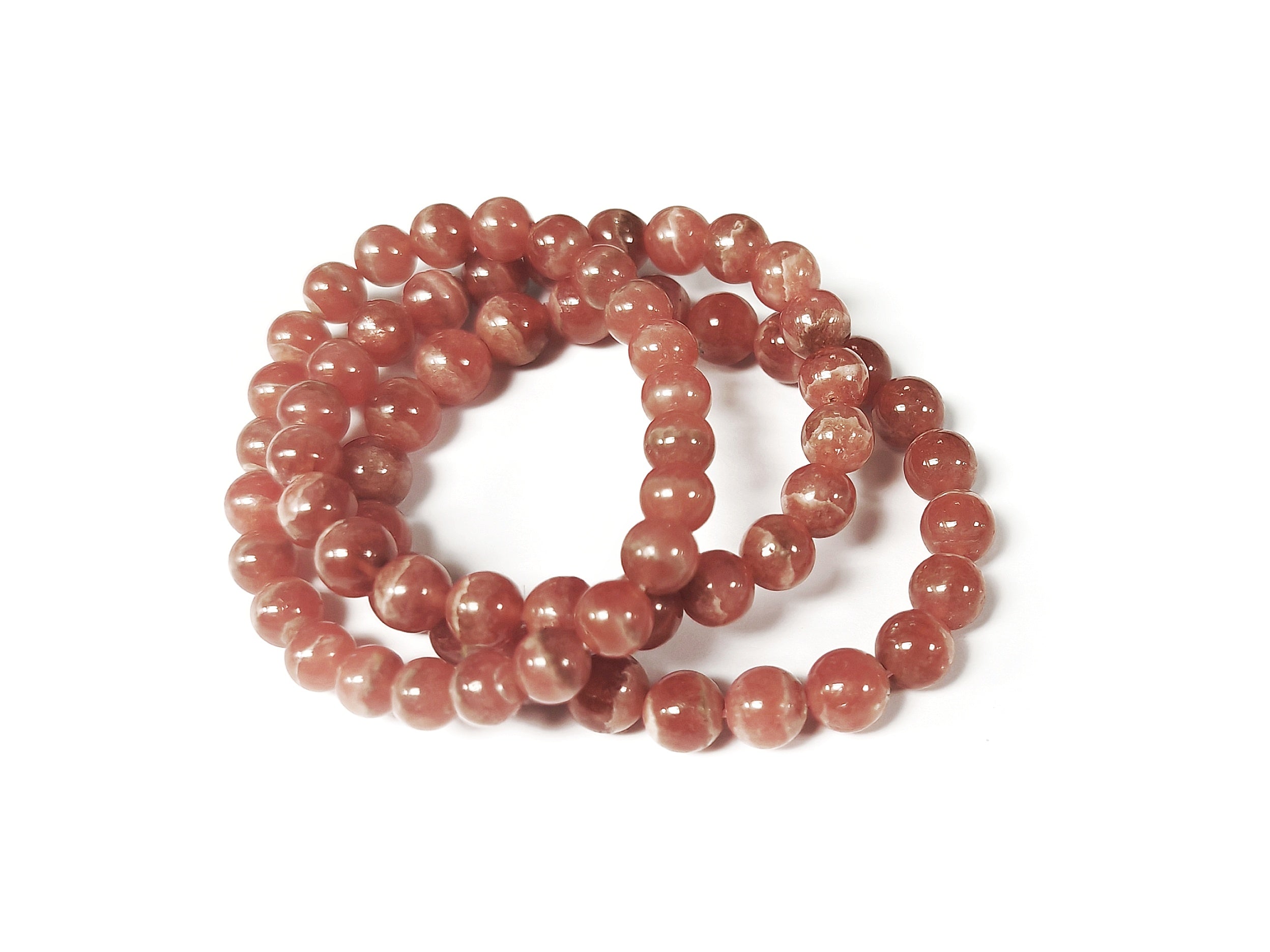 紅紋石/ 菱錳礦手鏈, 單圈, 天然水晶