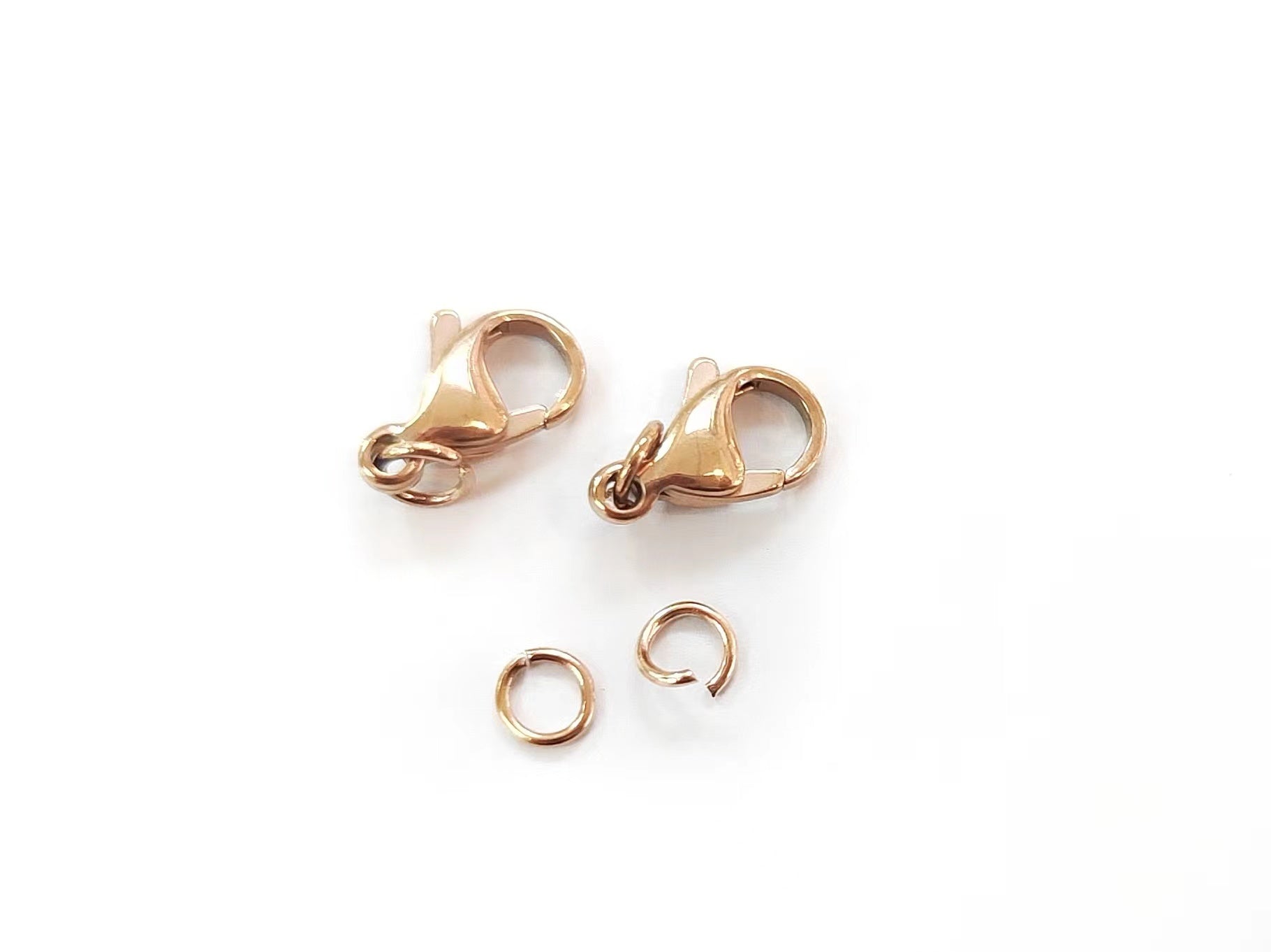 鏈扣套裝, 8x13mm, 不鏽鋼, 玫瑰金色