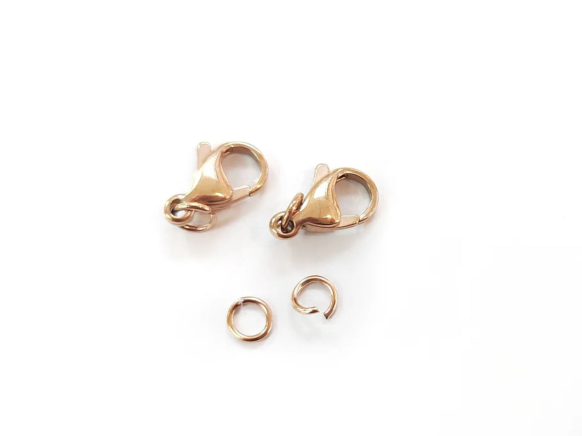 鏈扣套裝, 8x13mm, 不鏽鋼, 玫瑰金色