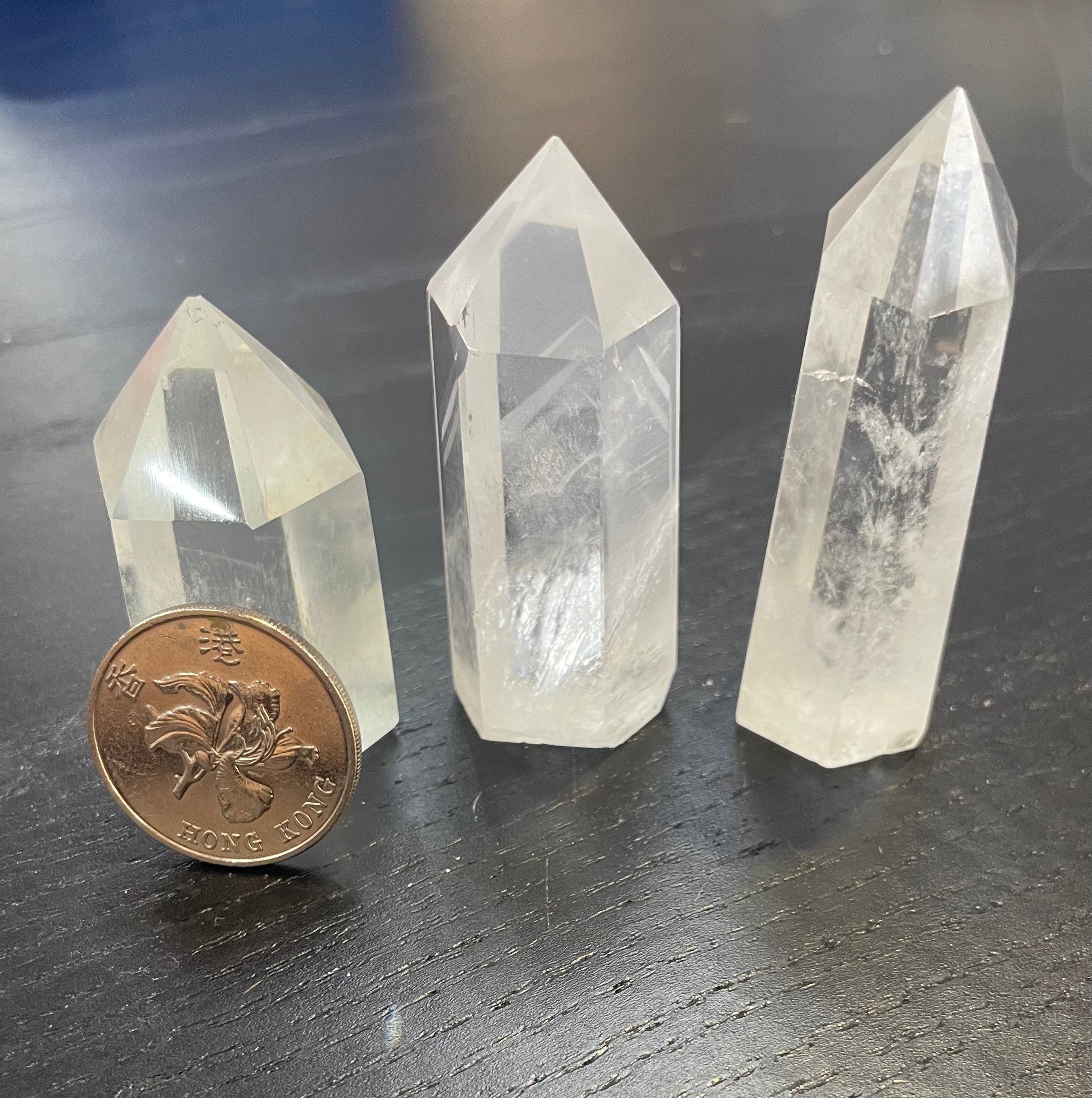 Polished Quartz Crystal Points, Clear Rock Quartz 水晶柱, 白水晶柱