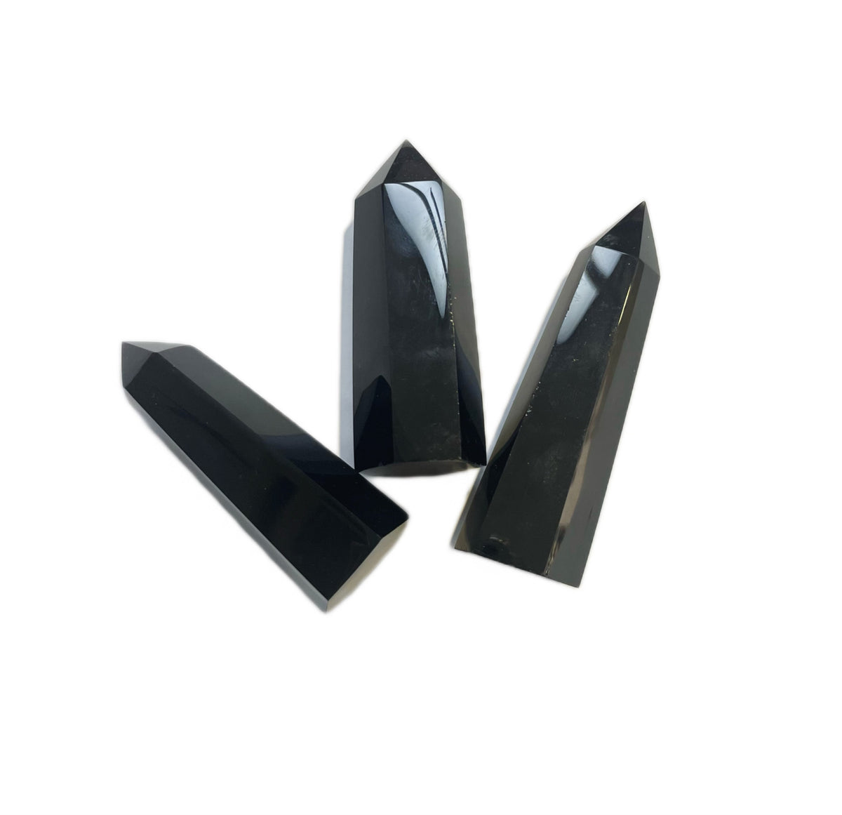 Polished Quartz Crystal Points, Obsidian 水晶柱, 黑曜石