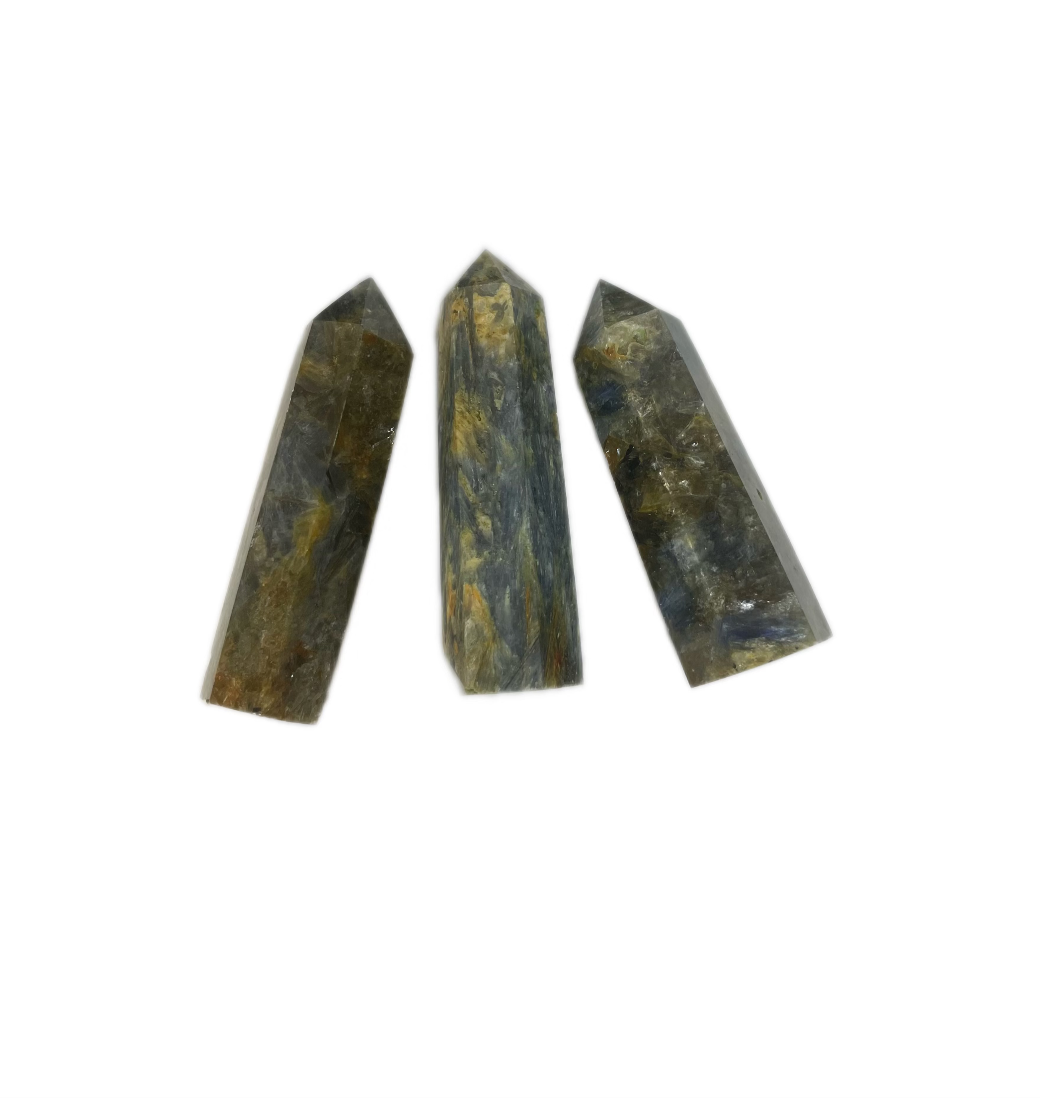 Polished Quartz Crystal Points, Kyanite (dark) 水晶柱, 藍晶石 (深色)