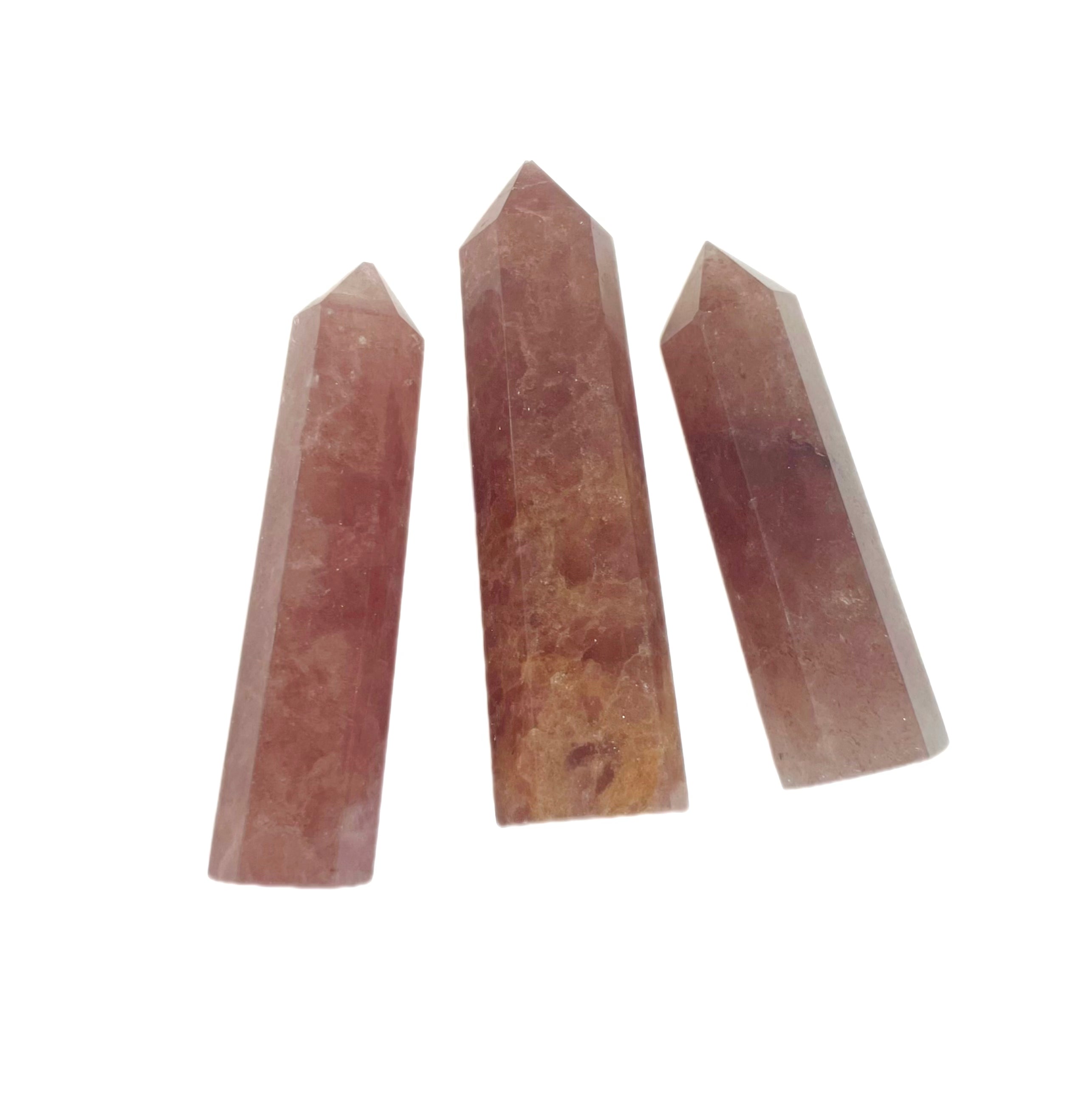 Polished Quartz Crystal Points, Strawberry Quartz 水晶柱, 草莓晶