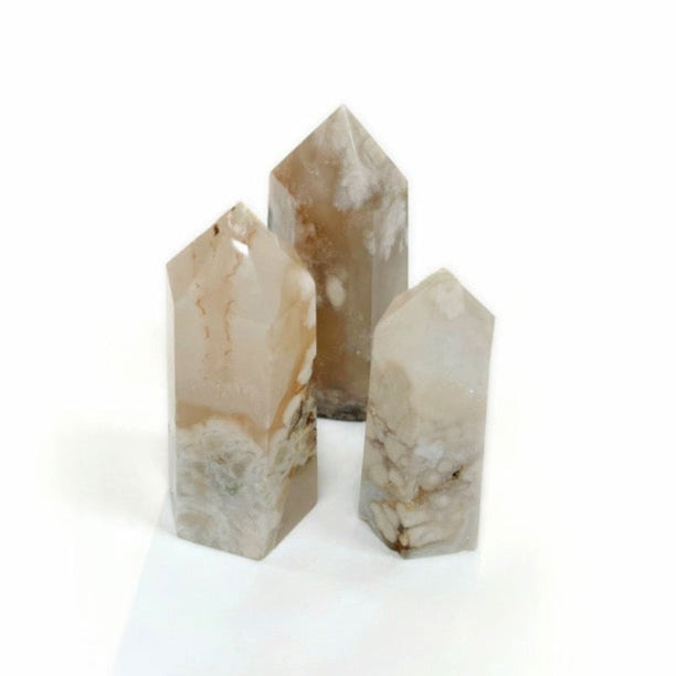 Polished Quartz Crystal Points, Sakura Blossom Agate 水晶柱, 櫻花瑪瑙