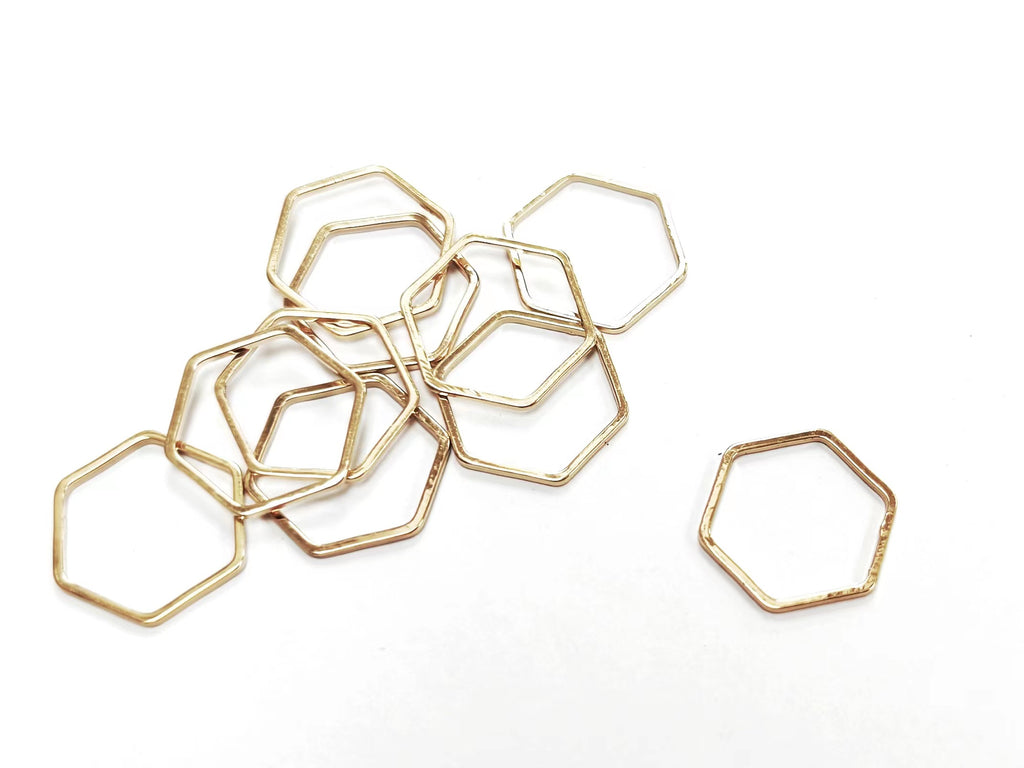Brass Ring, Hexagon, 19x21mm, 10pcs | 銅圈, 六角形, 19x21mm, 10個