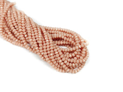 玻璃珠, 3x3.5mm, 切面扁珠, 實色水蜜桃色