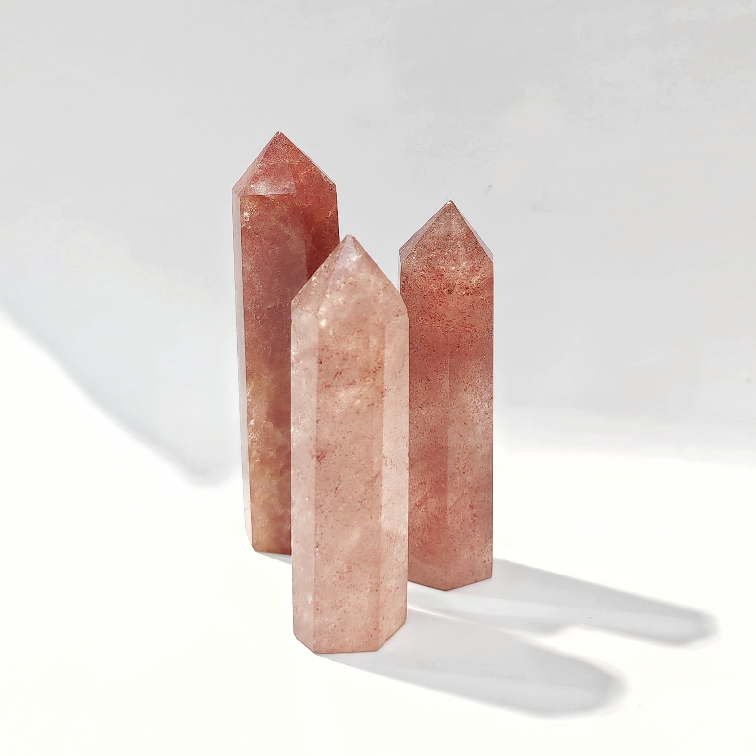 Polished Quartz Crystal Points, Strawberry Quartz 水晶柱, 草莓晶