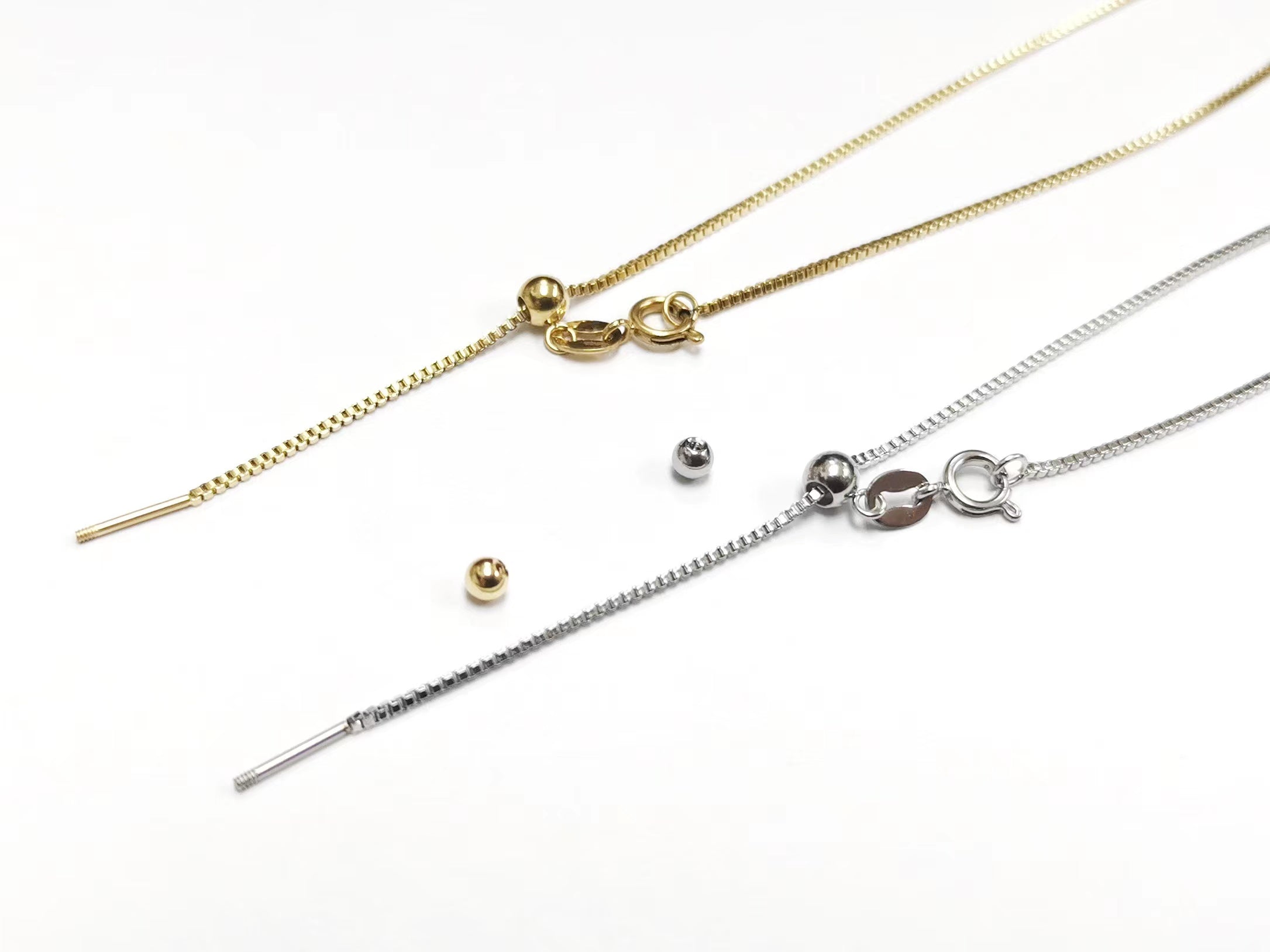 18“ 不鏽鋼項鏈 1.1mm 盒子鏈, 可調節