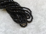 Glass beads, 3x4mm faceted rondelle, Solid Black (#02) | 玻璃珠, 3x4mm, 切面扁珠, 實黑色 (#02)