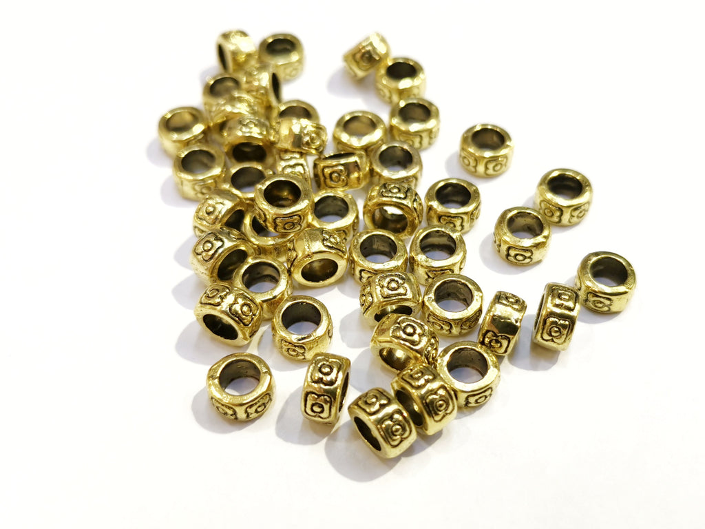 Metal Bead, alloy, 4x7mm, antique gold, 20 pcs | 合金珠, 4x7mm, 古金色, 20個