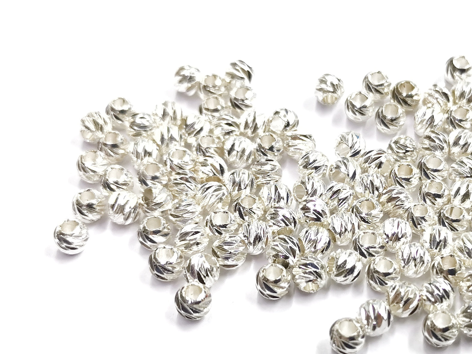 Brass beads, 5mm, faceted cut round, 30 pcs | 銅珠, 5mm實心切面銅珠, 30個