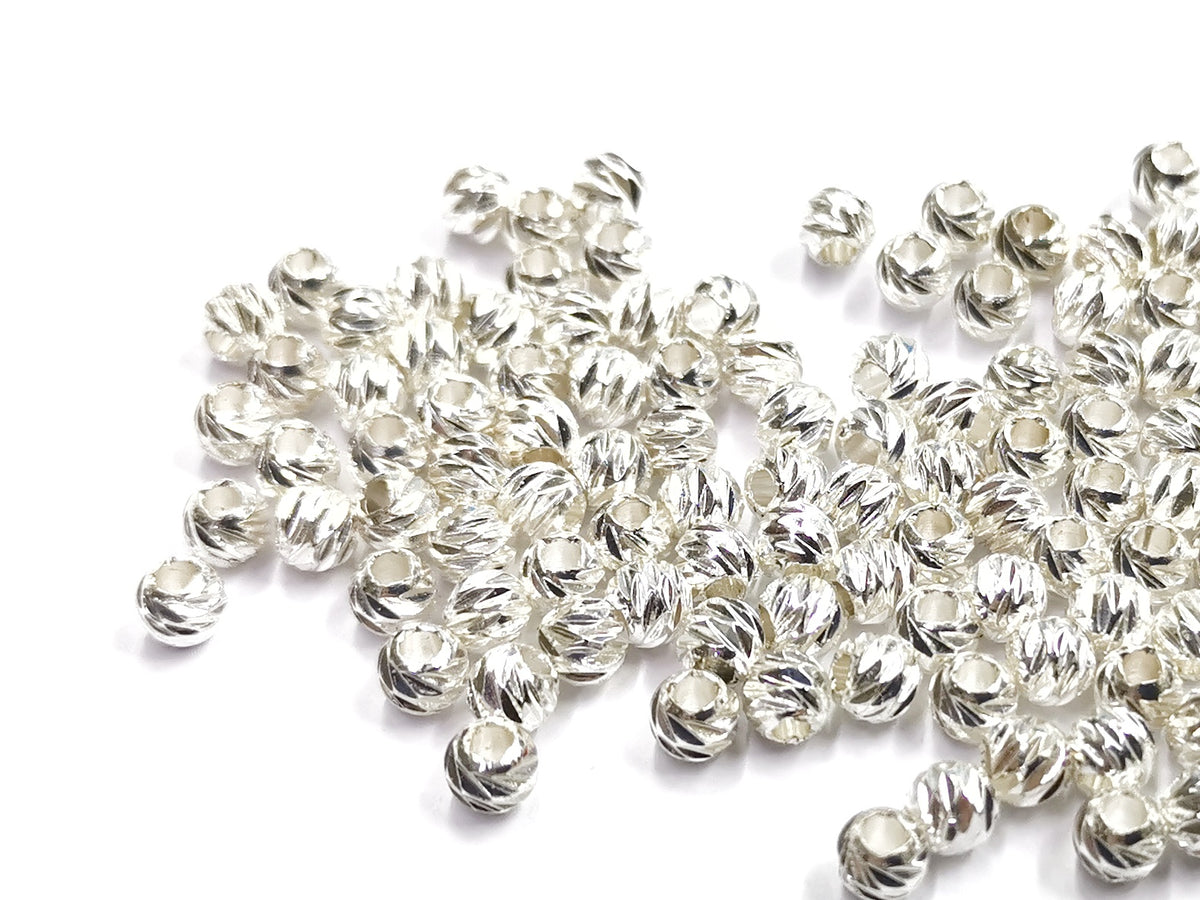 Brass beads, 5mm, faceted cut round, 30 pcs | 銅珠, 5mm實心切面銅珠, 30個