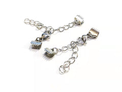 Clasp Set, ribbon clamp, 6/8/10mm, 2 Sets| 繩尾扣, 不鏽鋼, 6/8/10mm, 2套