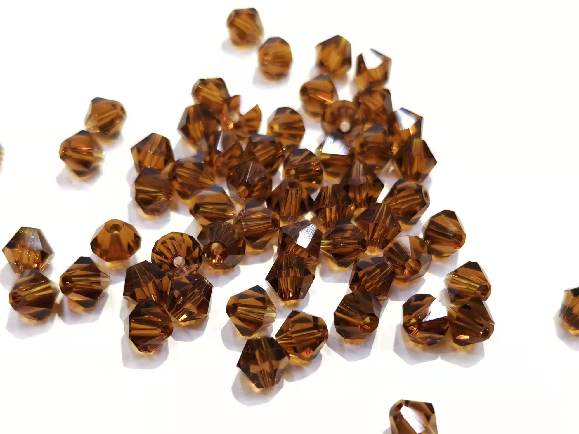 Bicone Glass Bead, 6mm, Dark goldenrod, 72 pcs | 雙尖水晶玻璃, 6mm, 啡黃, 72粒