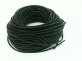 3mm Braided leather cord, Black, 1 Yard & 5 Yards - amakeit bead 天富
