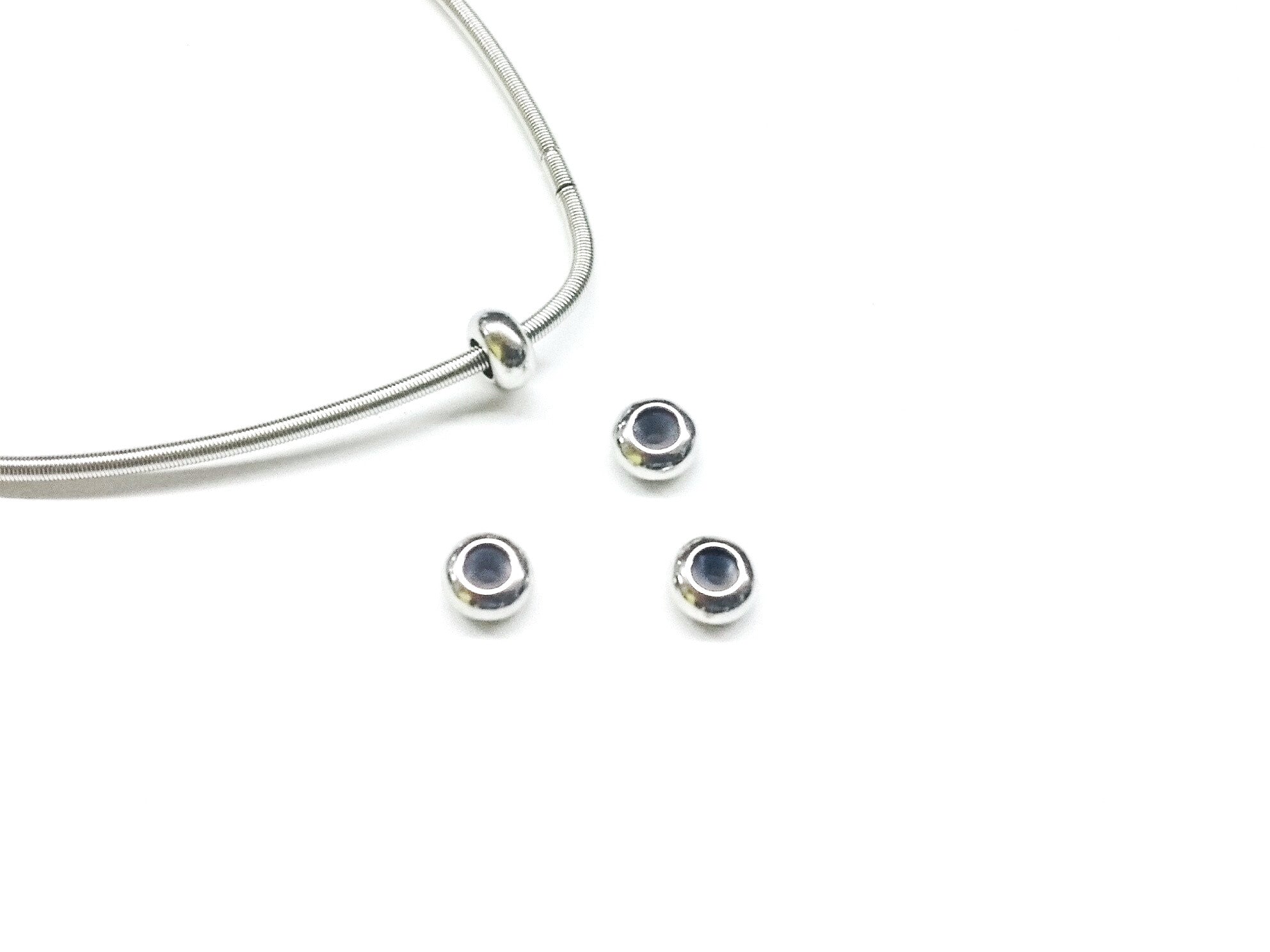 Spacer Stopper, 3x6mm Brass Bead, 4 Pieces Per Pack - amakeit bead 天富