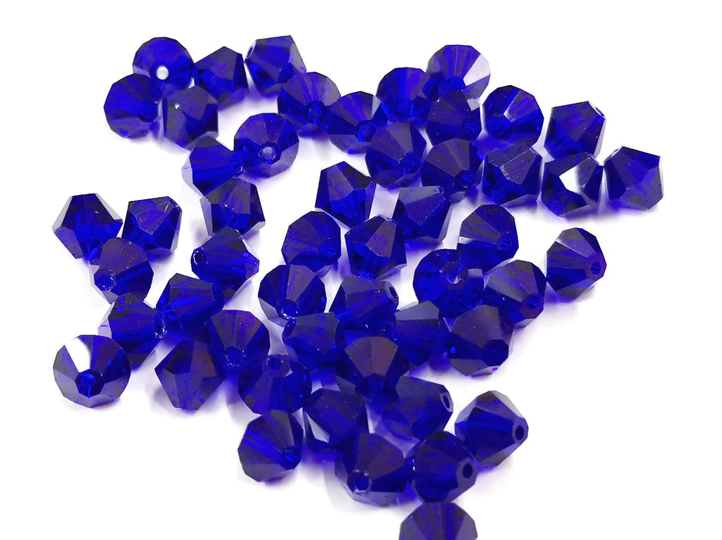 雙尖水晶玻璃, 8mm, 深藍, 36粒