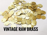 Brass Charm, 8mm brass sequin, stamping tag, 100 pcs | 圓銅片, 8mm, 邊孔, 100個