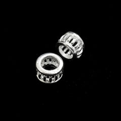 Spacer, 925 Silver, Hollow Rondelle | 925銀隔珠, 4x6.3mm