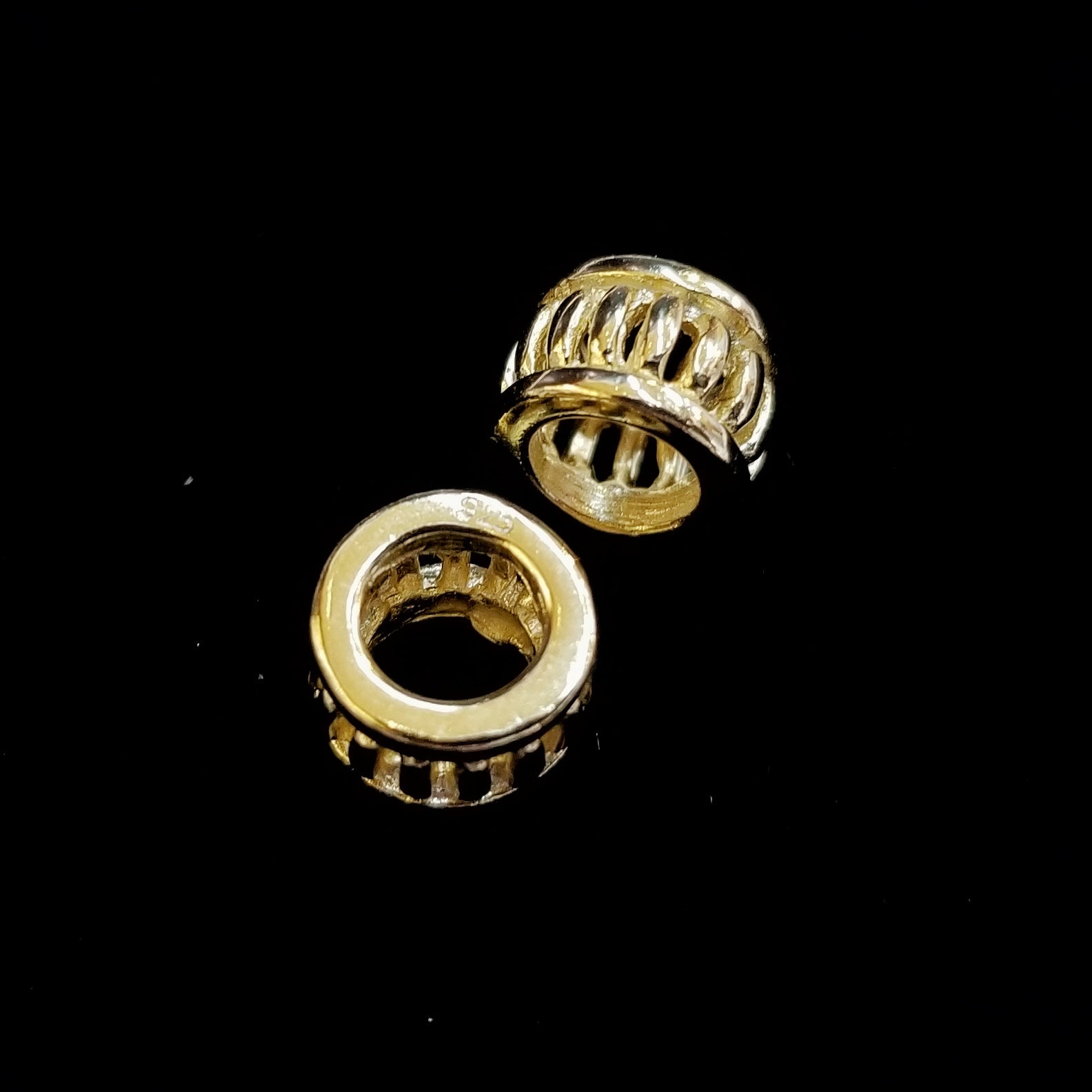 Spacer, 925 Silver, Hollow Rondelle | 925銀隔珠, 4x6.3mm