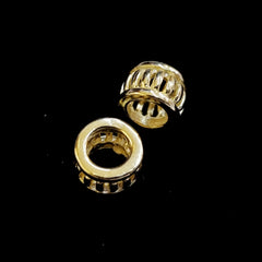 Spacer, 925 Silver, Hollow Rondelle | 925銀隔珠, 4x6.3mm