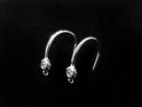 Earring Hook, Sterling Silver, Platinum color, clear CZ stones | 925銀閃石耳勾, 有圈