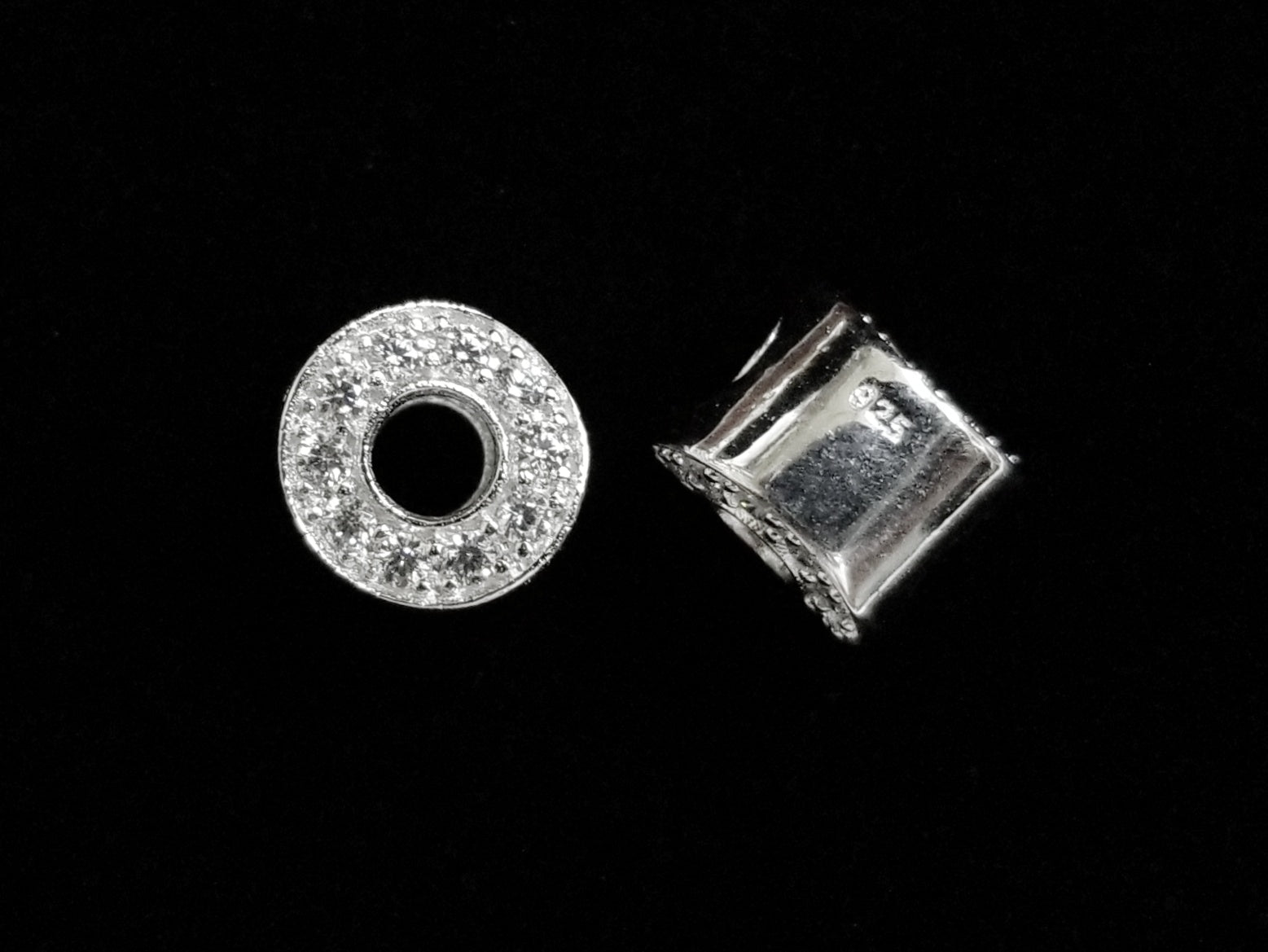 Bead, Sterling Silver, Cubic Zirconia, 9mm, Circle | 925銀閃石珠, 9mm圓圈