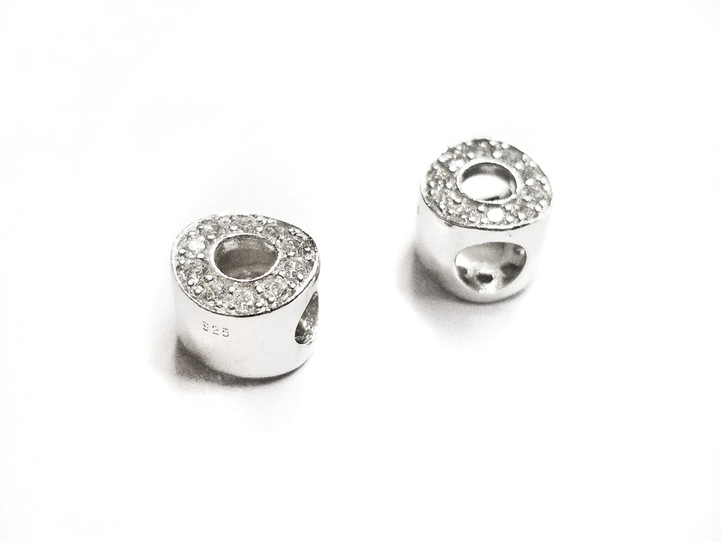Bead, Sterling Silver, Cubic Zirconia, 9mm, Circle | 925銀閃石珠, 9mm圓圈