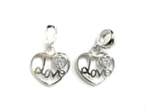 Charm, Sterling Silver, Cubic Zirconia, 15mm, Heart | 925銀吊墜, 心形