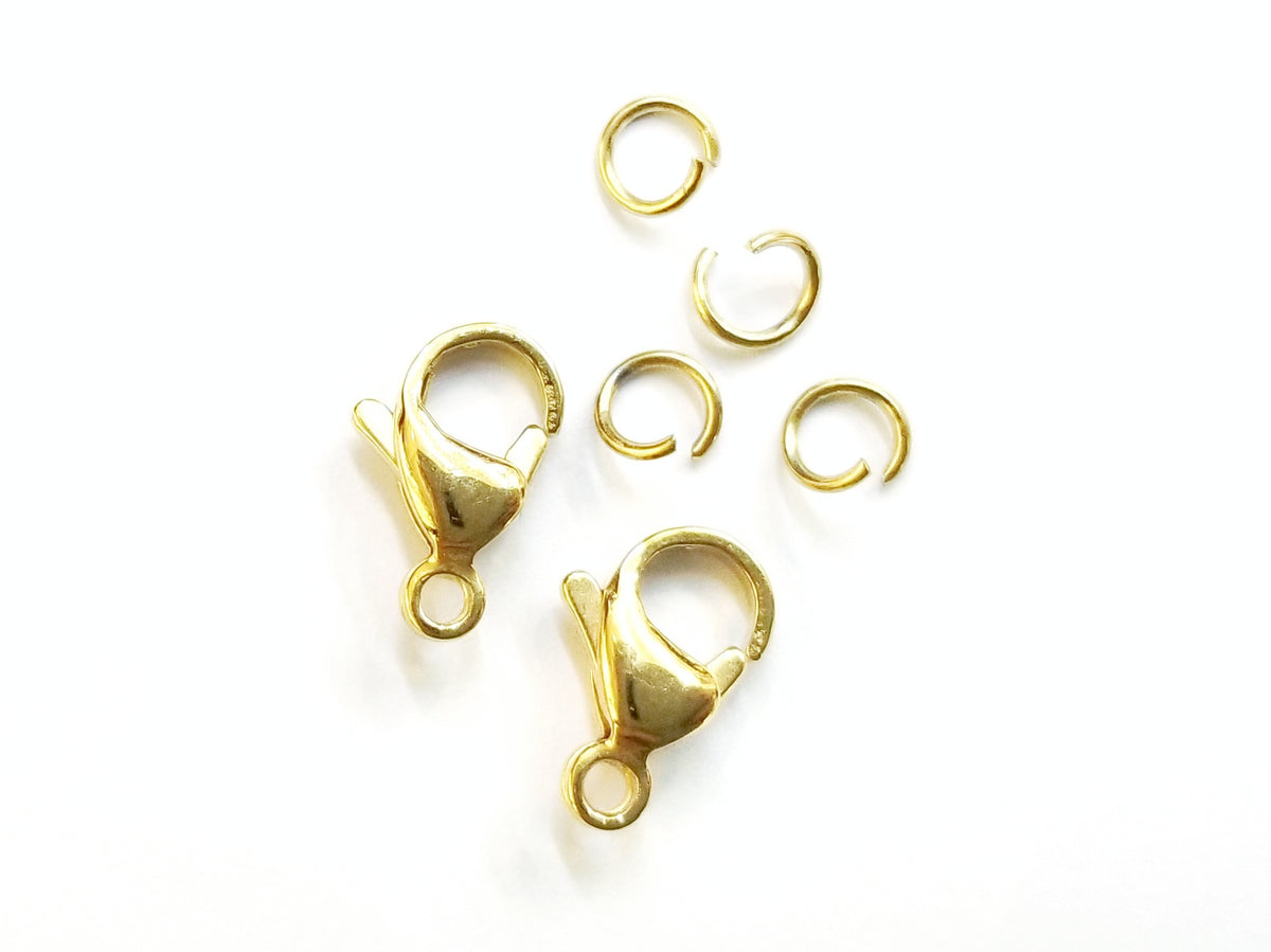 鏈扣套裝, 不鏽鋼, 9x13mm, 金色