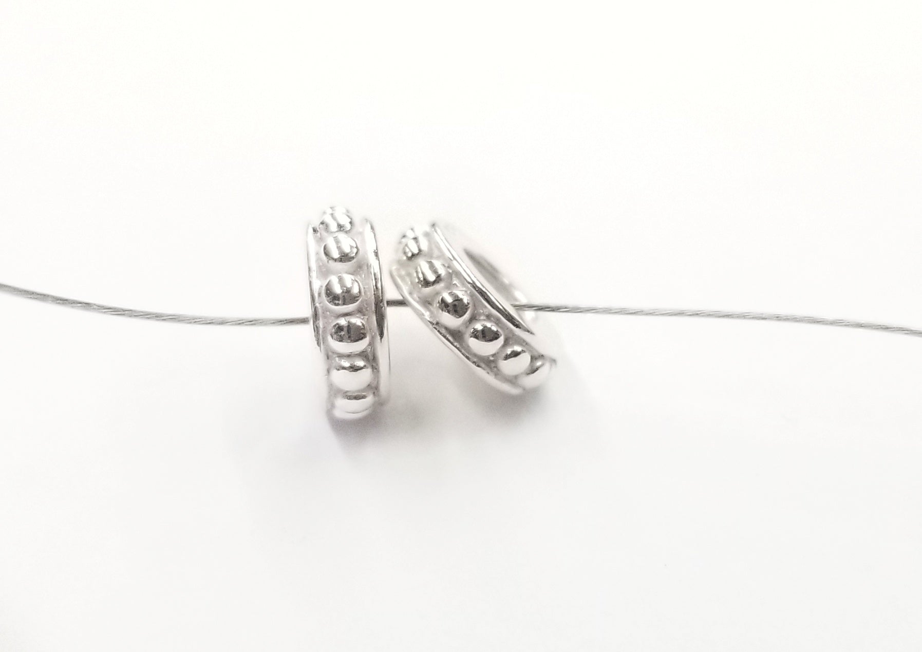 Stopper Bead, Sterling Silver, Dotted Rondelle | 925銀隔珠, 可定位