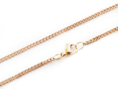 Stainless Steel Necklace, 2.2mm Curb Chain, Rose Gold color | 不鏽鋼項鏈 2.2mm遏制鏈, 玫瑰金