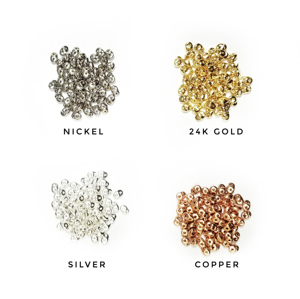 Czech beads, Glass Beads, Superduo, Metal Plated Colors | 捷克珠, 玻璃珠, 雙孔, 電鍍顏色