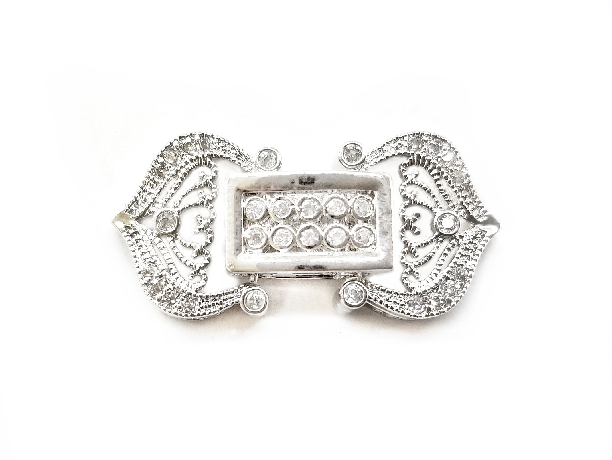 Snap Clasp, 14.5x30mm, Filigree, Cubic Zirconia | 閃石鏈扣, 14.5x30mm
