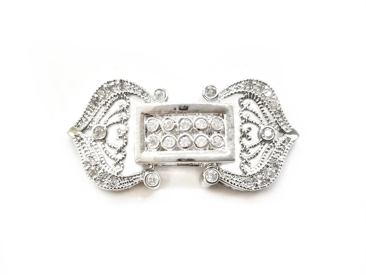 Snap Clasp, 14.5x30mm, Filigree, Cubic Zirconia | 閃石鏈扣, 14.5x30mm