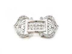 Snap Clasp, 14.5x30mm, Filigree, Cubic Zirconia | 閃石鏈扣, 14.5x30mm