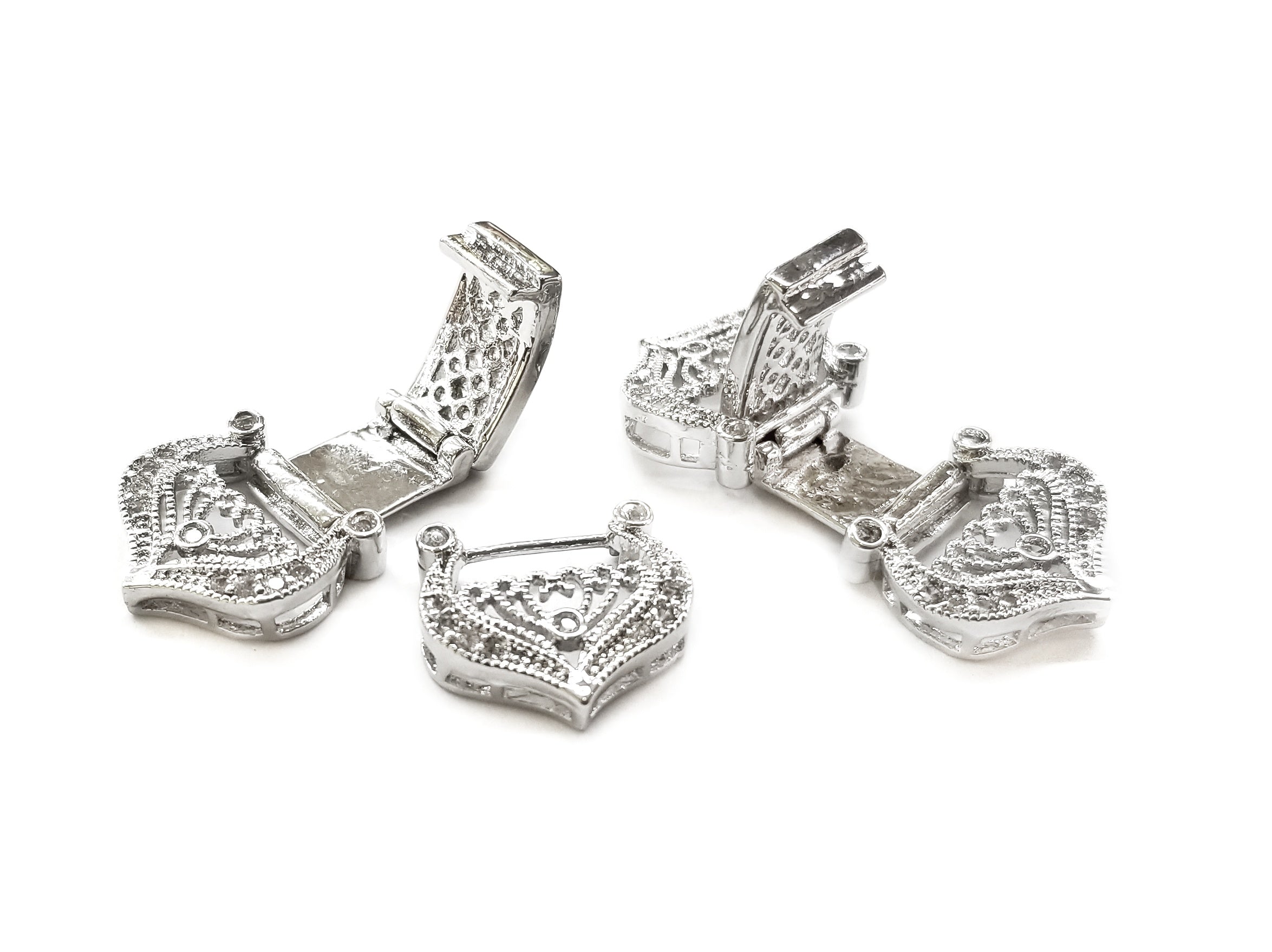 Snap Clasp, 14.5x30mm, Filigree, Cubic Zirconia | 閃石鏈扣, 14.5x30mm