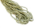 Glass beads, 3x3.5mm faceted rondelle, Clear light gray X Jasmine yellow plated (#85) | 玻璃珠, 3x3.5mm, 切面扁珠, 透明淺灰 X 鍍淡黃(#85)