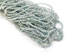 玻璃珠, 3x3.5mm, 切面扁珠, 藍綠彩 (#82)