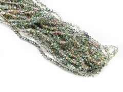 玻璃珠, 3x3.5mm, 切面扁珠, 五彩#80