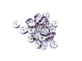 Spacer, Rondelle, 7mm Silver, Grape Purple Rhinestone, 12 Pieces  | 閃石隔珠, 7mm銀色, 葡萄紫水鑽, 12個