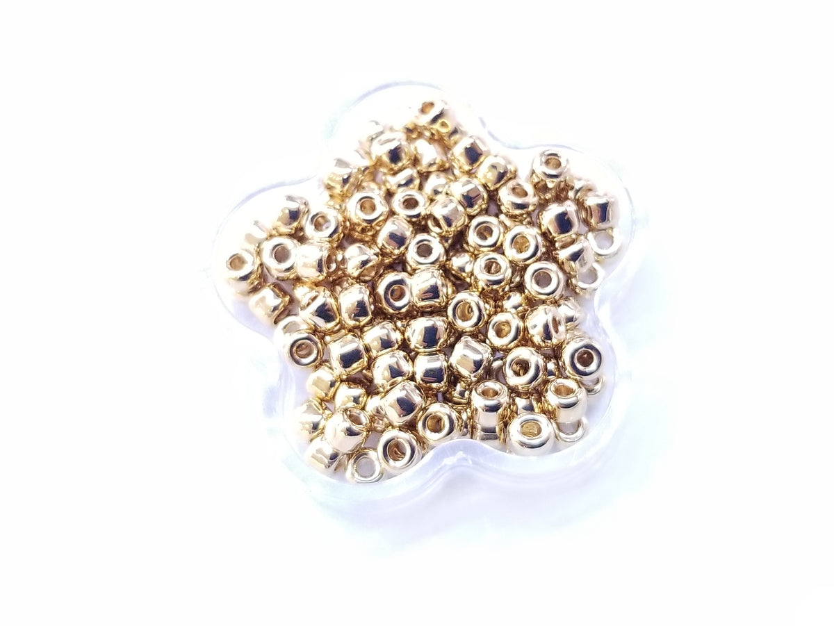 Japanese seed beads, MATSUNO, 8/0, silver or golden plated | 日本玻璃珠, 松野, 8/0, 金色/白金色
