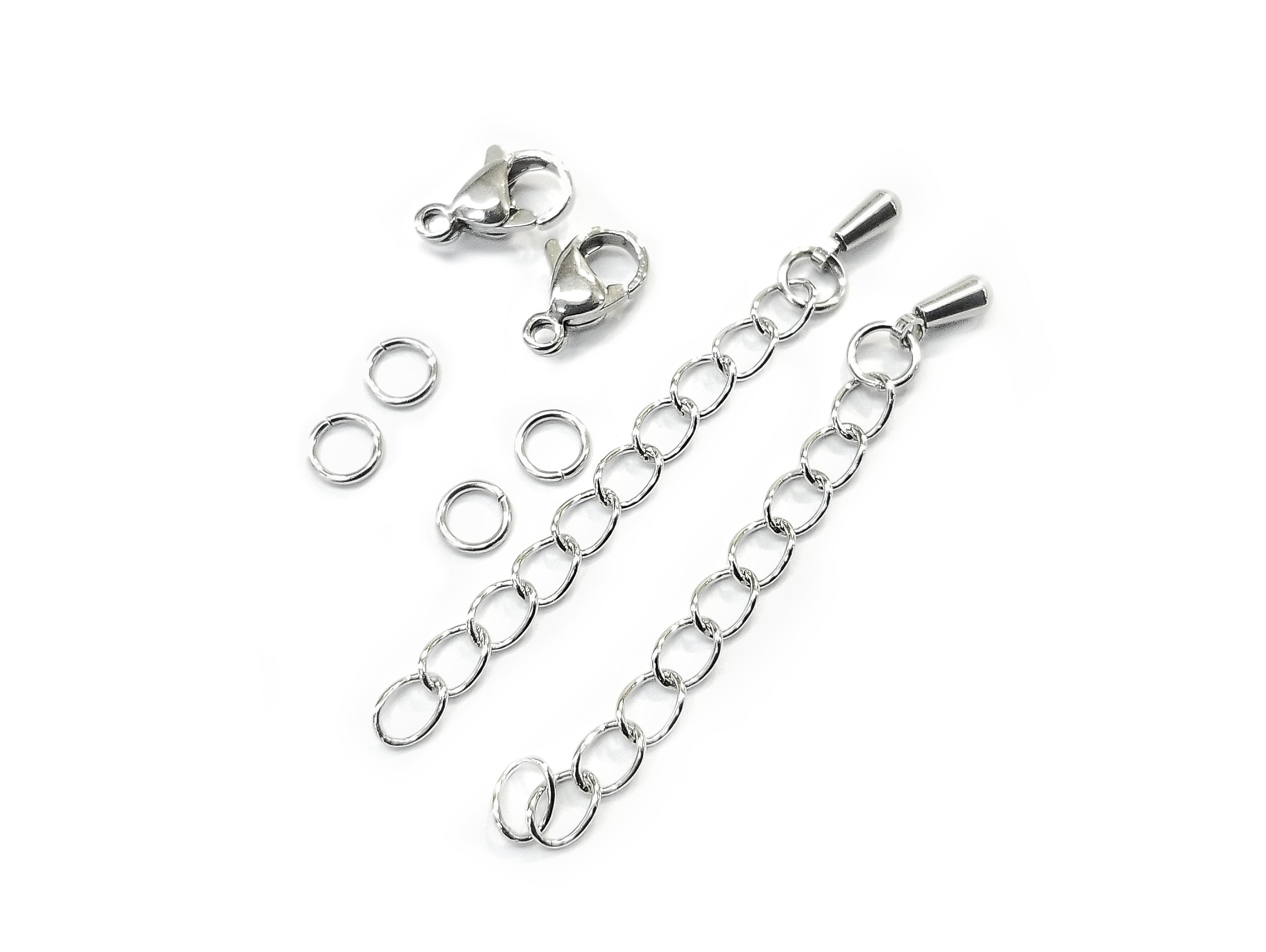 鏈扣套裝, 7x11mm不鏽鋼扣, 2套